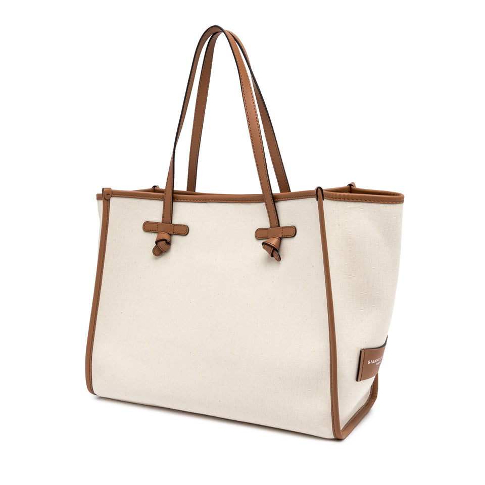 Gianni Chiarini borsa shopping in tessuto e pelle "Marcella" Avorio BS6850COMMCNV-SE.13931 PANNA