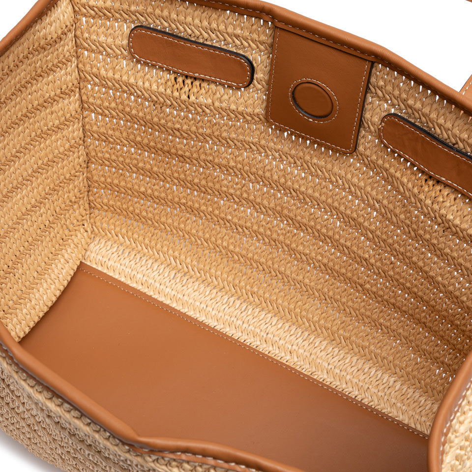 Gianni Chiarini borsa shopping in raffia e pelle "Marcella" Beige BS6849COMM RVMRK.064 NATURALE