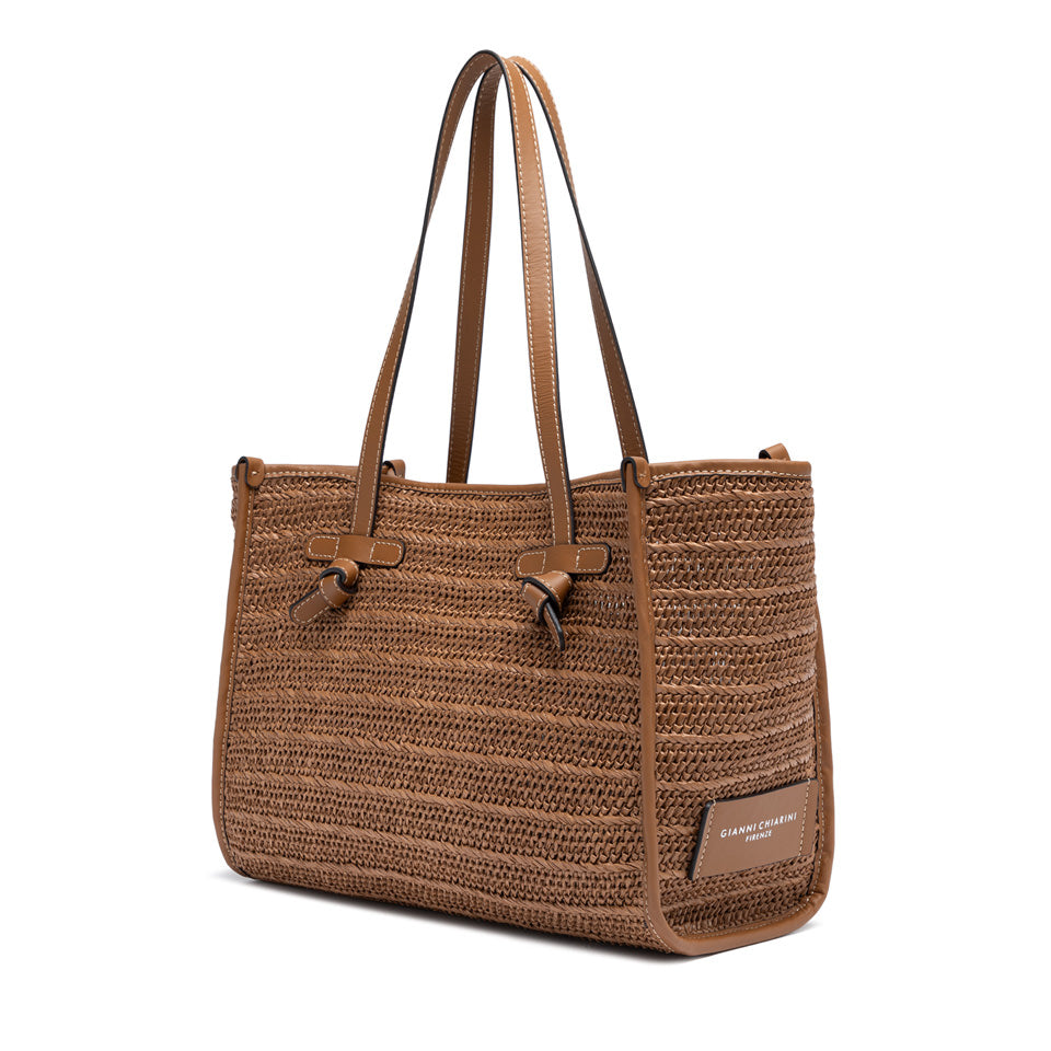 Gianni Chiarini borsa shopping in raffia e pelle "Marcella" Cuoio BS6849COMM RVMRK.1117 CARAMELL