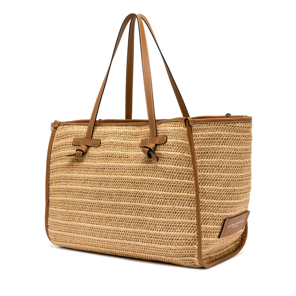 Gianni Chiarini borsa shopping in raffia e pelle "Marcella" Beige BS6850COMM RVMRK.064 NATURALE