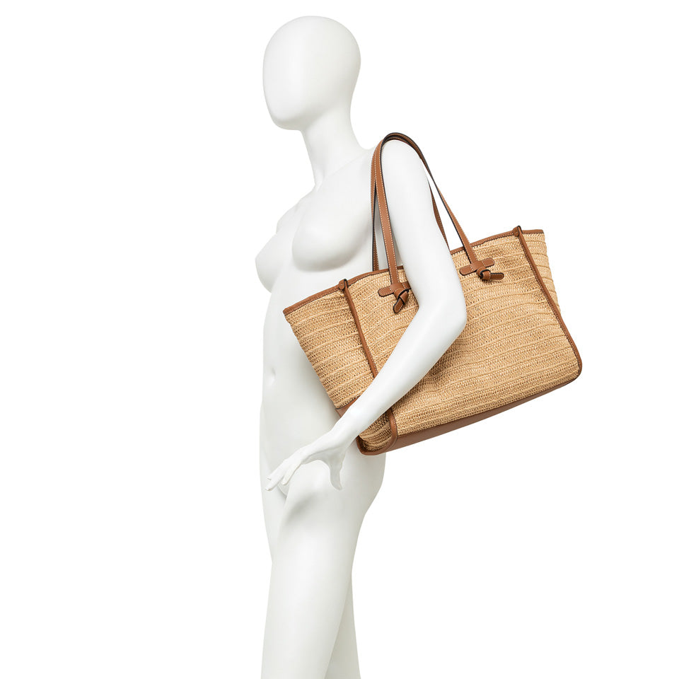 Gianni Chiarini borsa shopping in raffia e pelle "Marcella" Beige BS6850COMM RVMRK.064 NATURALE
