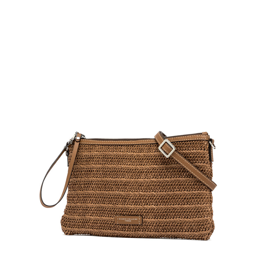 Gianni Chiarini pochette in raffia e pelle "Marcella" Cuoio BS10865COMM RVMRK.1117 CARAMEL