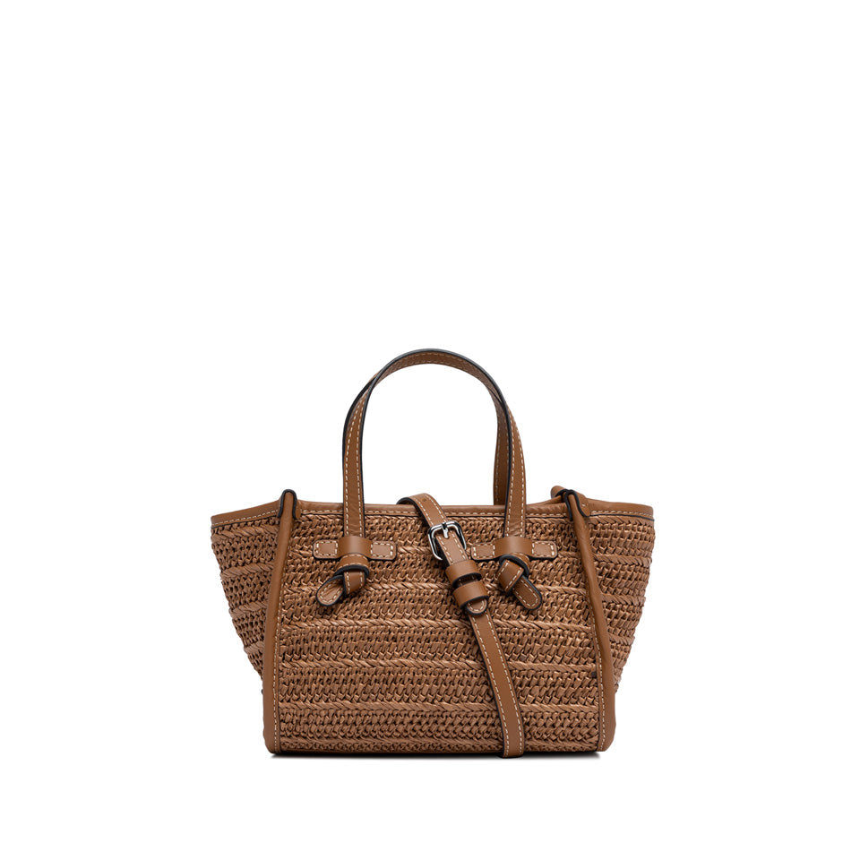 Gianni Chiarini borsa a mano in raffia e pelle "Miss Marcella" Cuoio BS8065COMM RVMRK.1117 CARAMELL