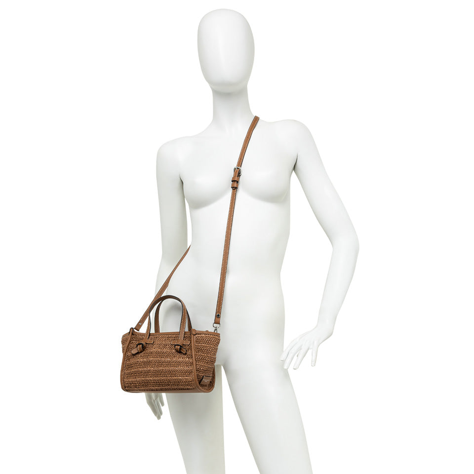 Gianni Chiarini borsa a mano in raffia e pelle "Miss Marcella" Cuoio BS8065COMM RVMRK.1117 CARAMELL