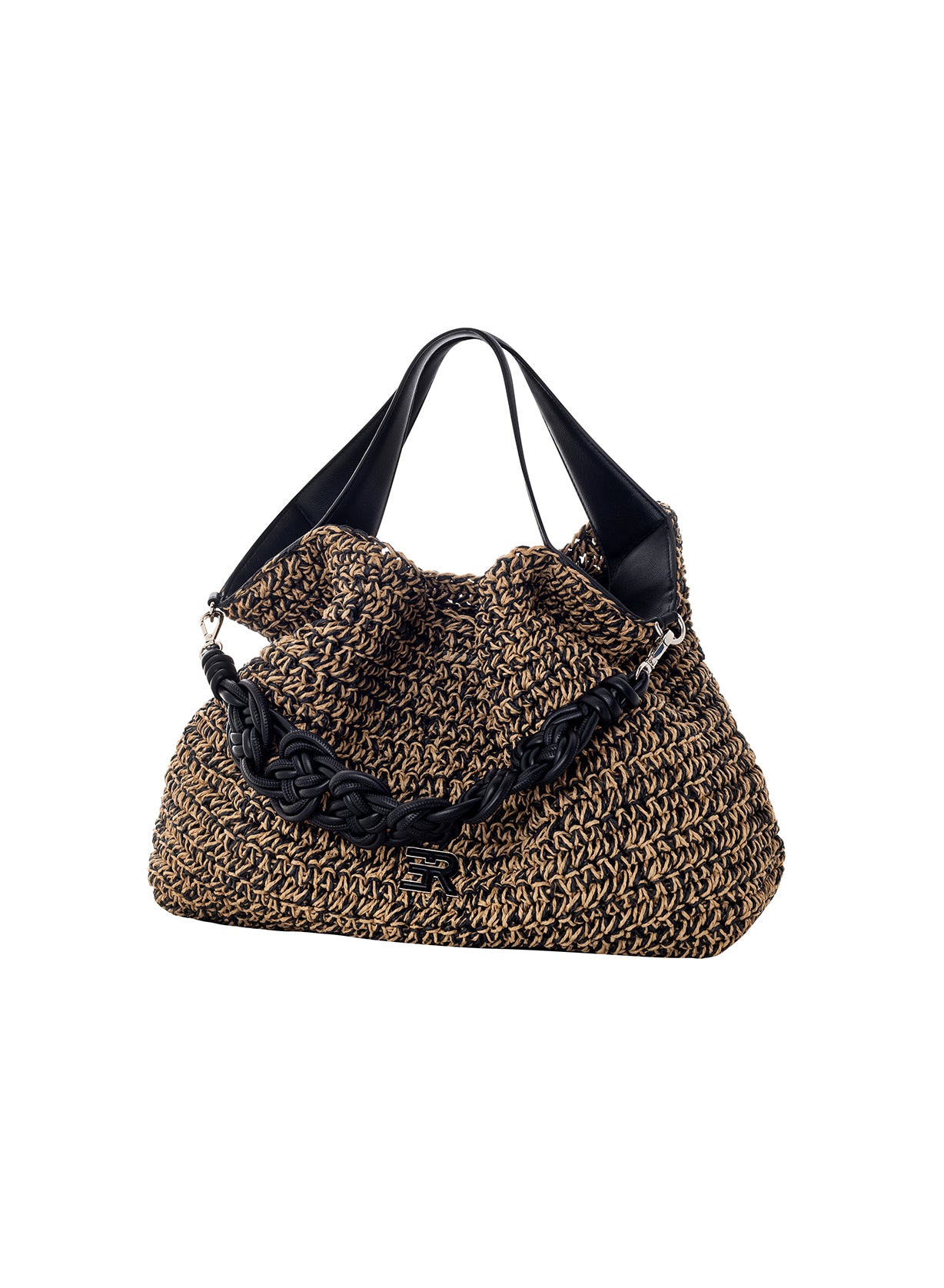 Ermanno Firenze borsa a mano in rafia "Anika" Nero 12402085.BLK