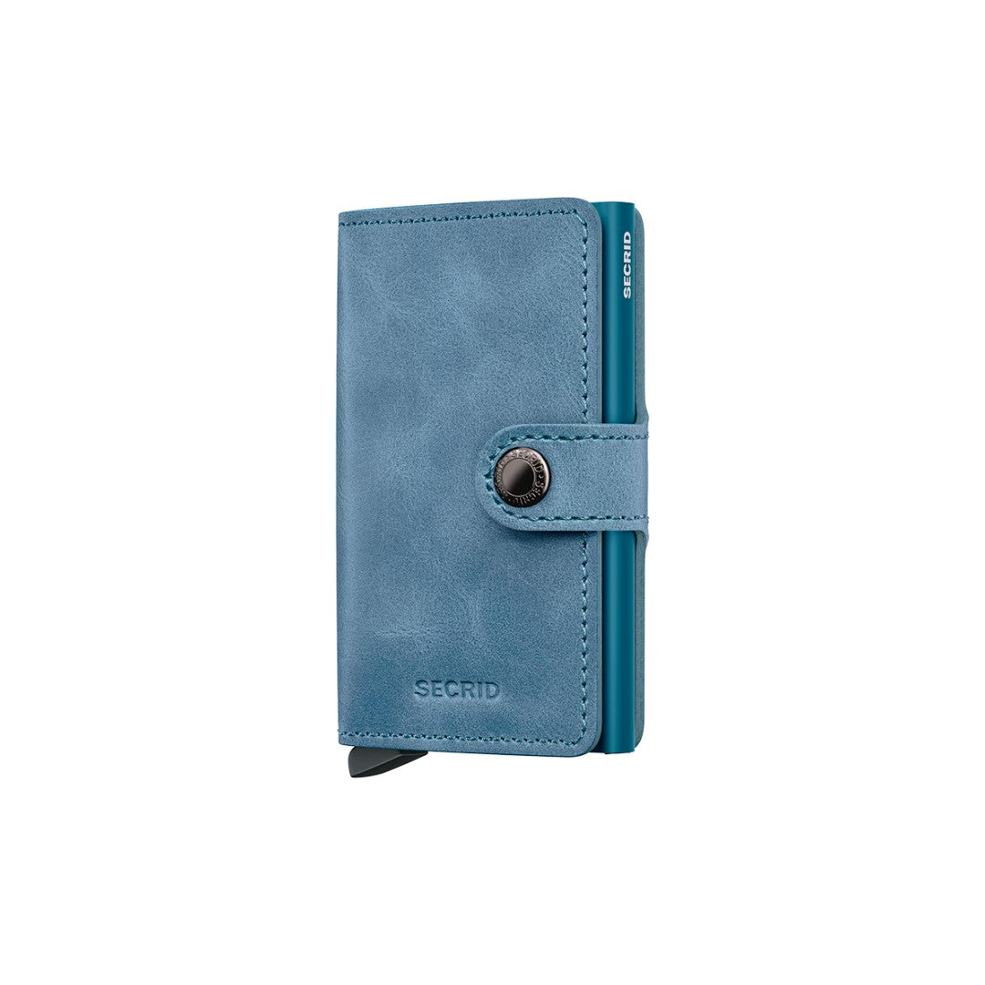 Secrid portafogli compatto in alluminio e pelle "Miniwallet Vintage" Petrolio MV.TEAL