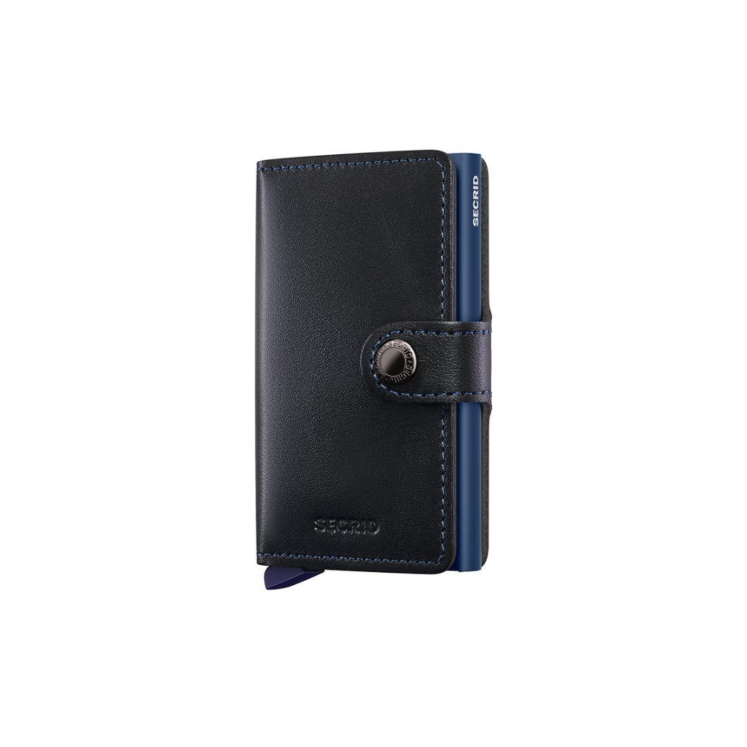 Secrid portafogli compatto in alluminio e pelle "Miniwallet Original" Nero MO.BLACK-NAVY