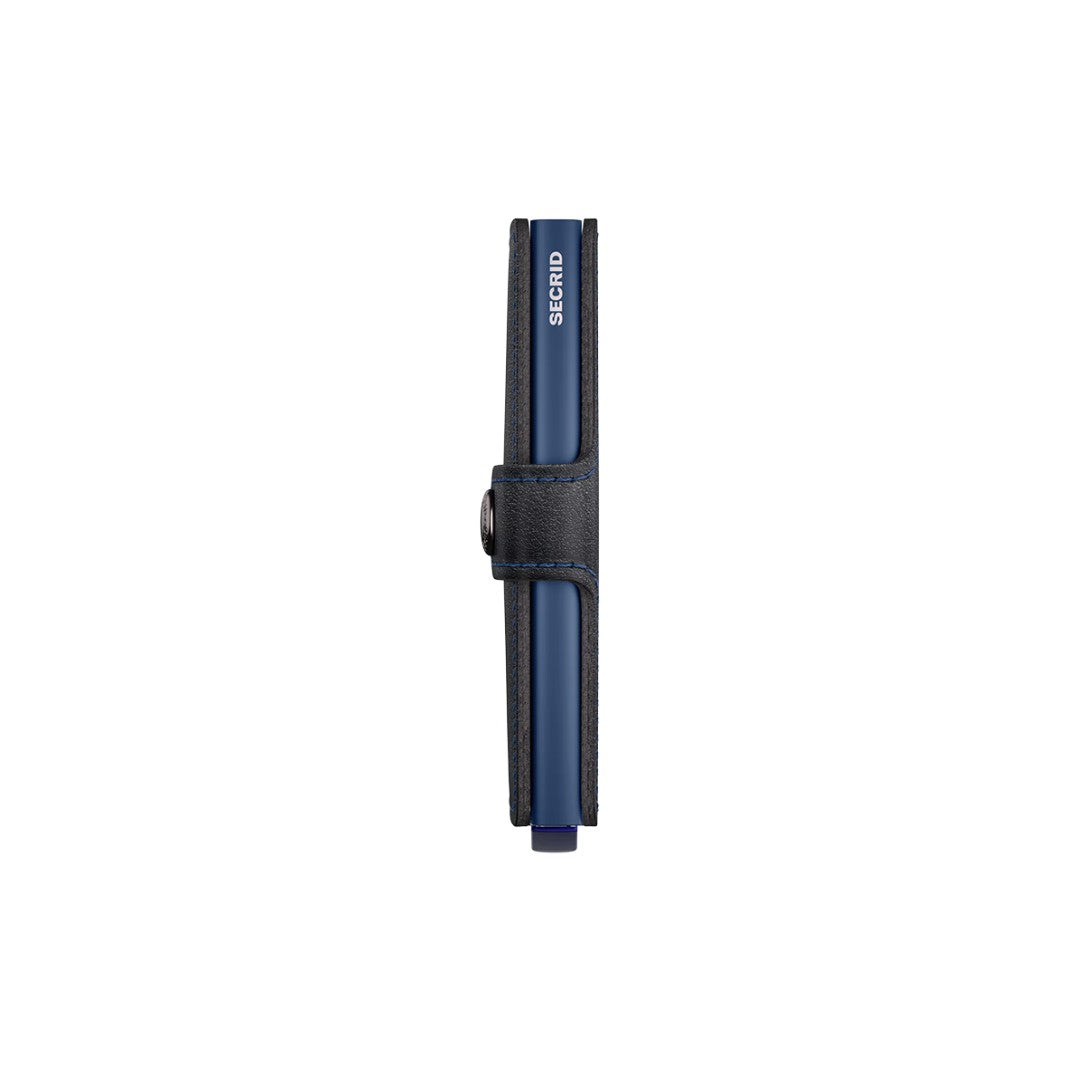 Secrid portafogli compatto in alluminio e pelle "Miniwallet Original" Nero MO.BLACK-NAVY