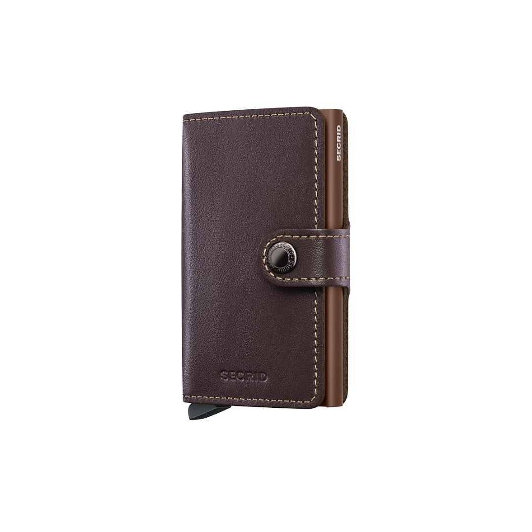 Secrid portafogli compatto in alluminio e pelle "Miniwallet Original" Marrone MO.CHOCOLATE