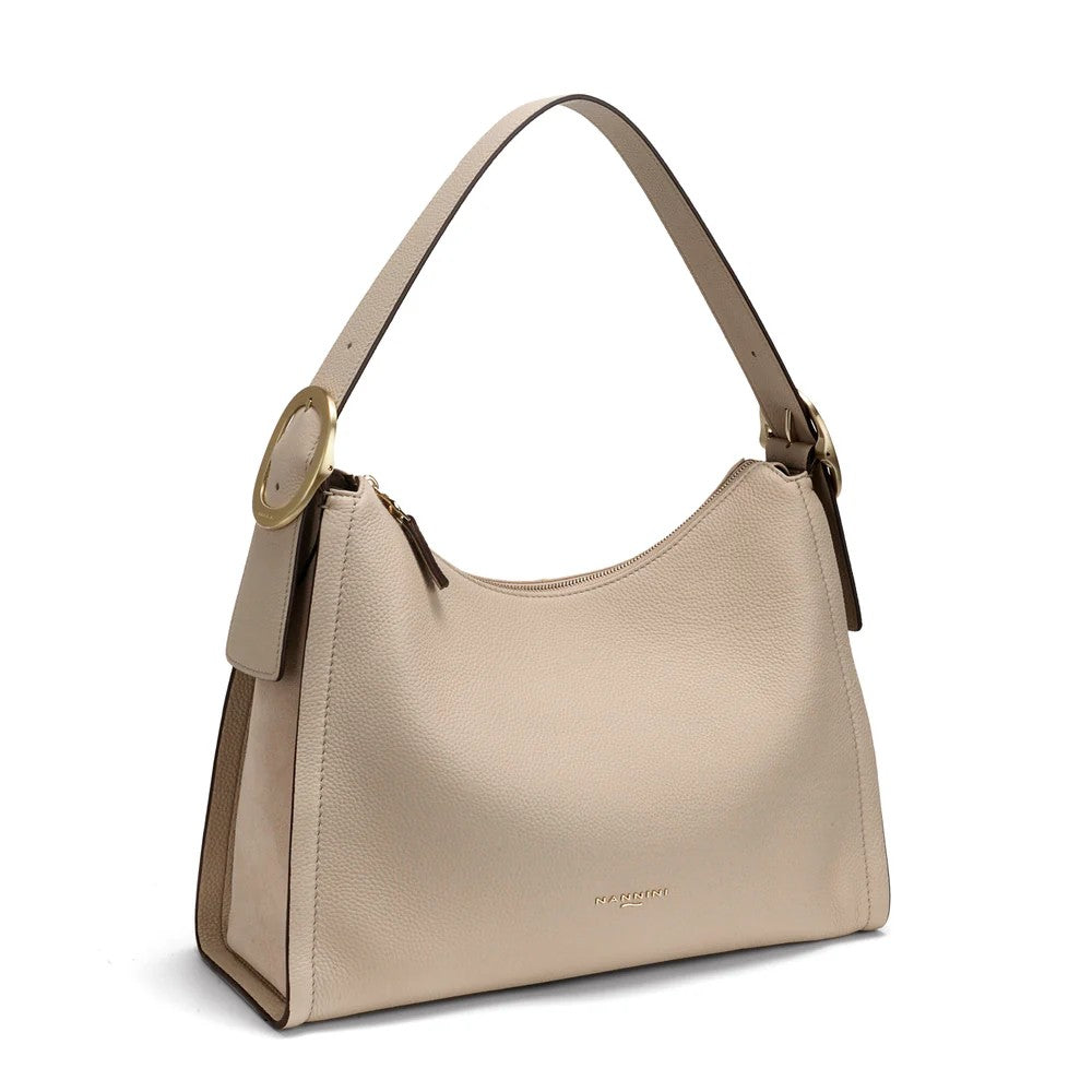 Nannini borsa a spalla in pelle "Greta" Beige 19405.BEIGE
