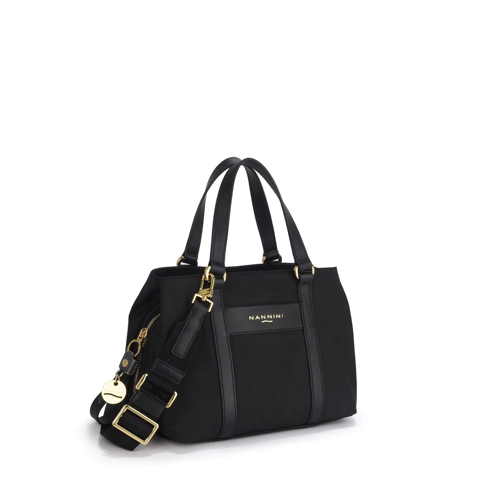 Nannini borsa a mano in tessuto e pelle "Liberty" Nero 17375.NERO