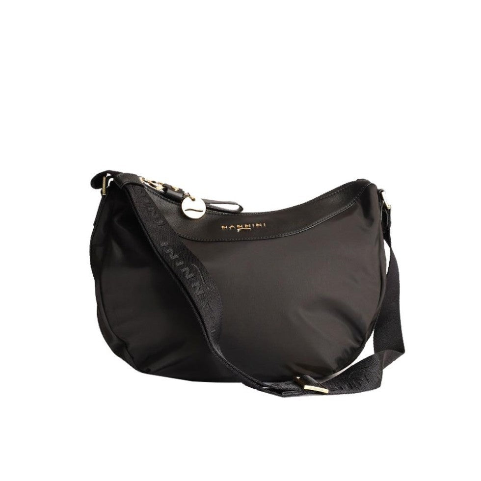 Nannini borsa a tracolla in tessuto e pelle "Liberty" Nero 18243.NERO