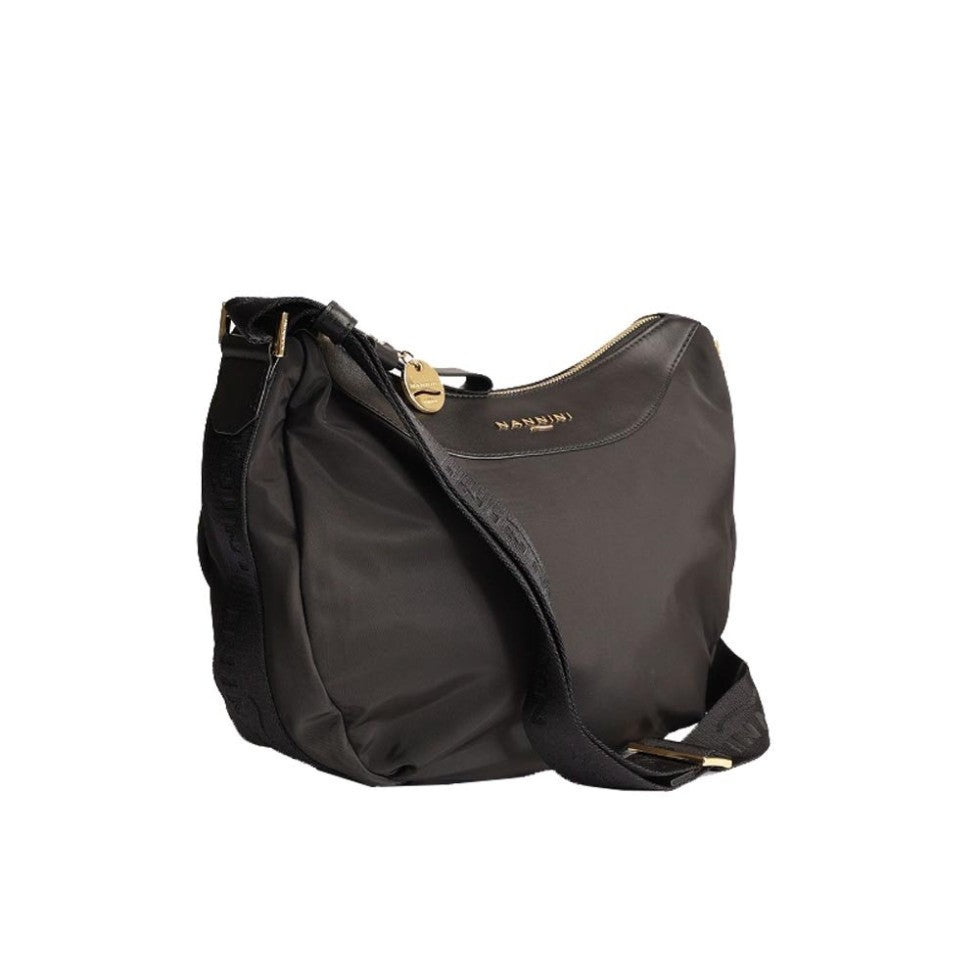 Nannini borsa a tracolla in tessuto e pelle "Liberty" Nero 18243.NERO