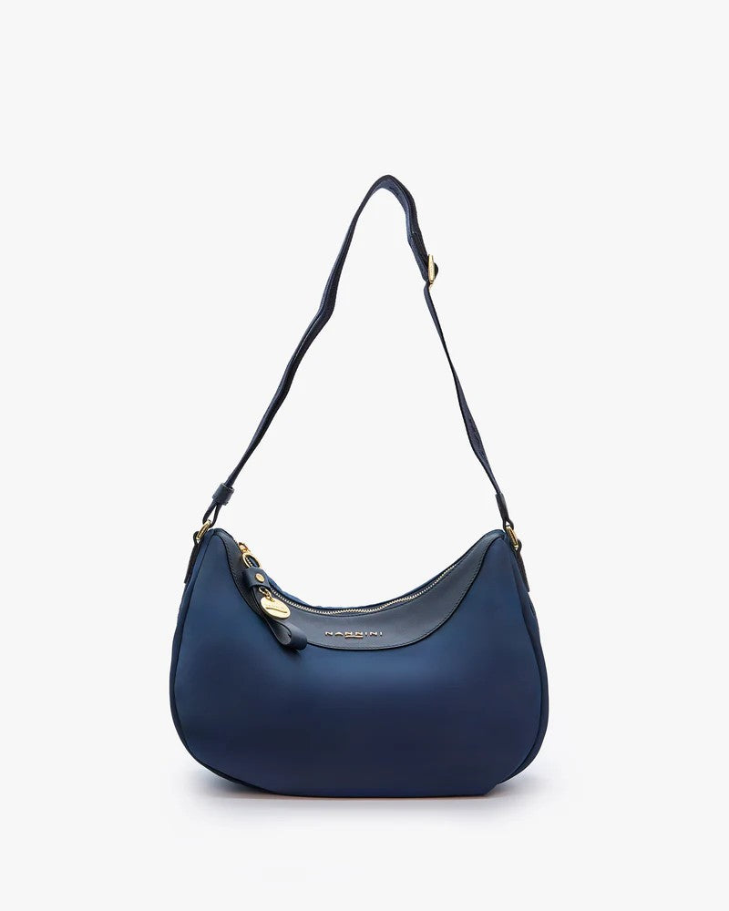 Nannini borsa a tracolla in tessuto e pelle "Liberty" Blu 18243.NAVY