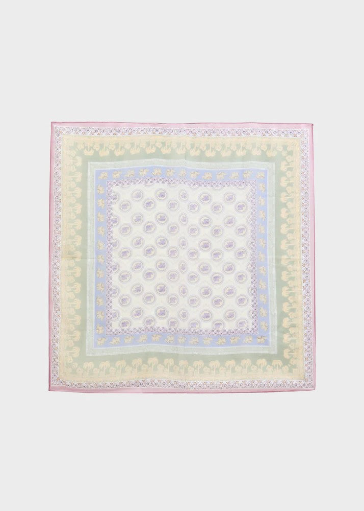 Nalì foulard in poliestere "Fantasia elefanti" Multicolor BOSC0192.VIOLA/VERDE