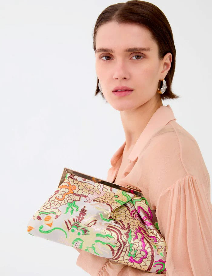 Nalì borsa a mano in tessuto "Ibiza" Multicolor GMPC0049.BIANCO