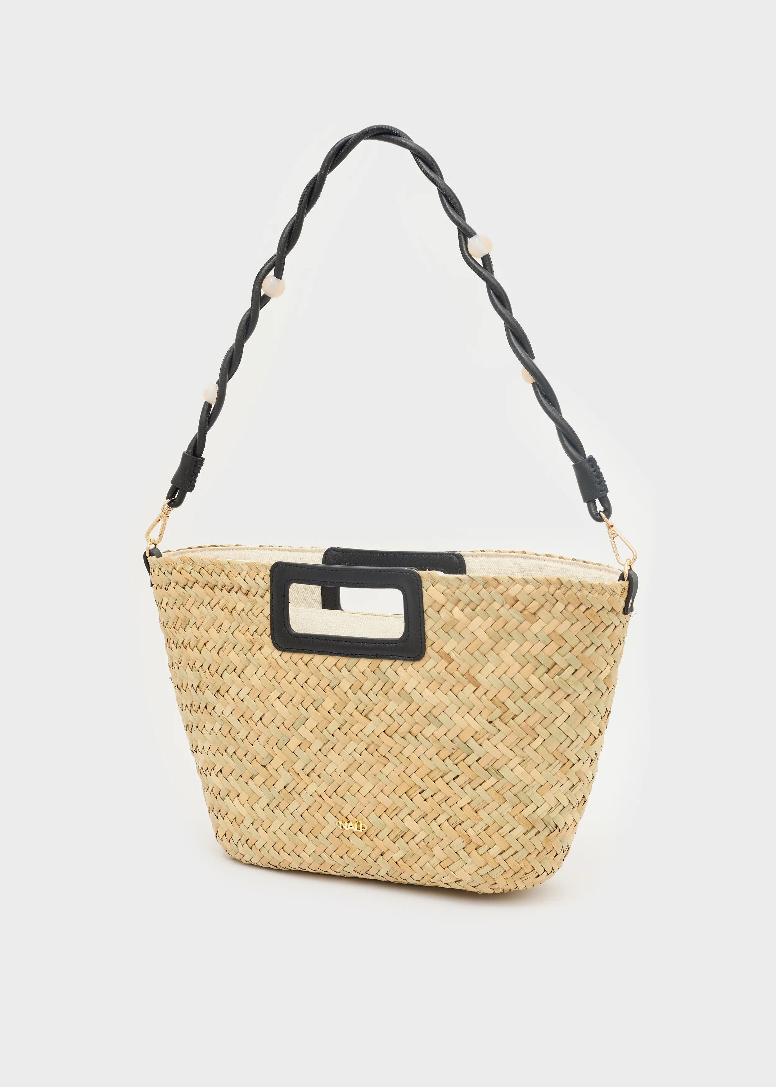 Nalì borsa a mano in raffia "Olivia" Nero LZBS0089.NERO