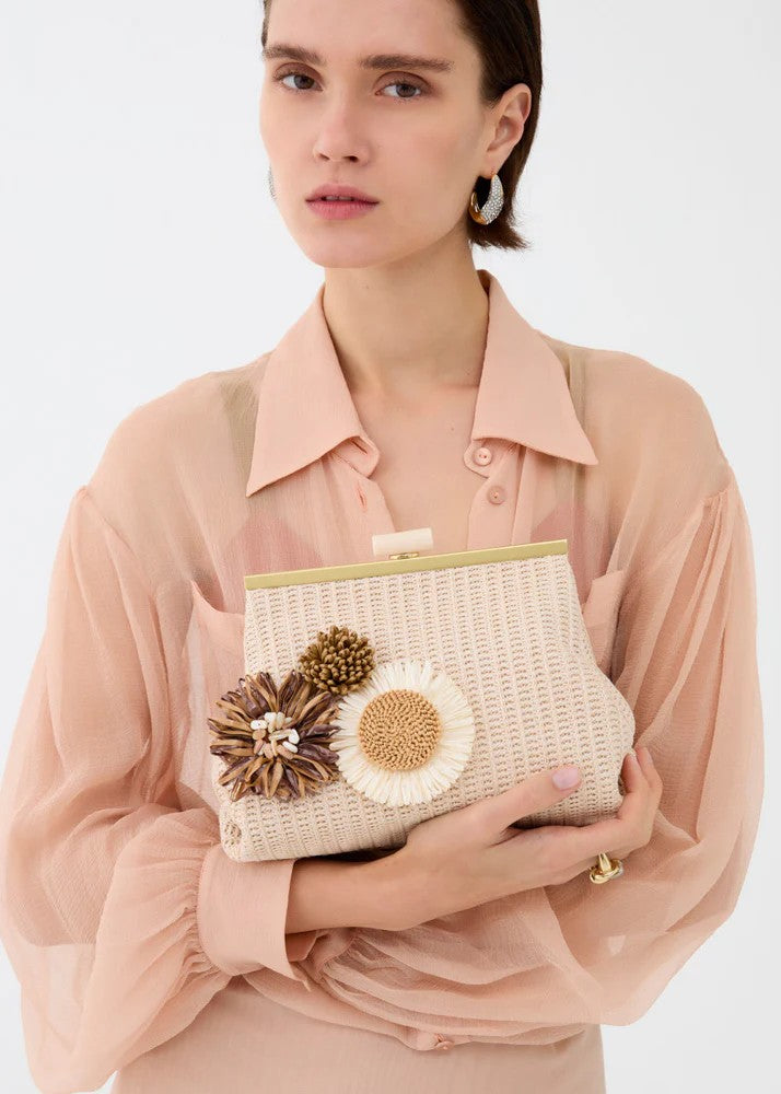 Nalì pochette in raffia "Marbella" Beige SNPC0023.BEIGE