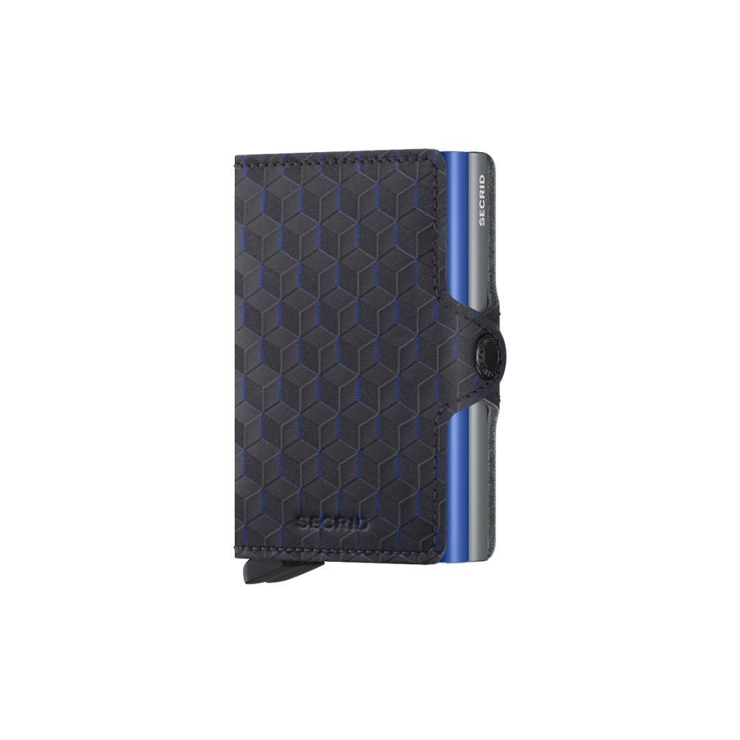 Secrid portafogli compatto in alluminio e pelle "Twinwallet Optical" Blu TOP.TITANIUM-BLU