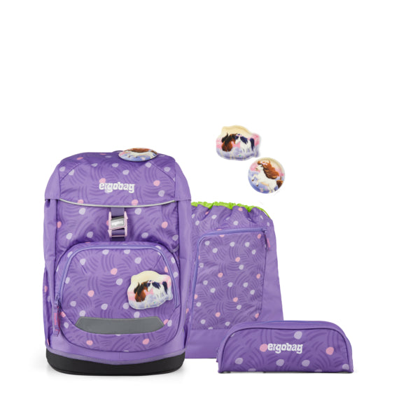 Ergobag zaino scolastico in tessuto con sacca e astuccio inclusi "Flex Set" Lilla 01519.396 PONYBEARADISE
