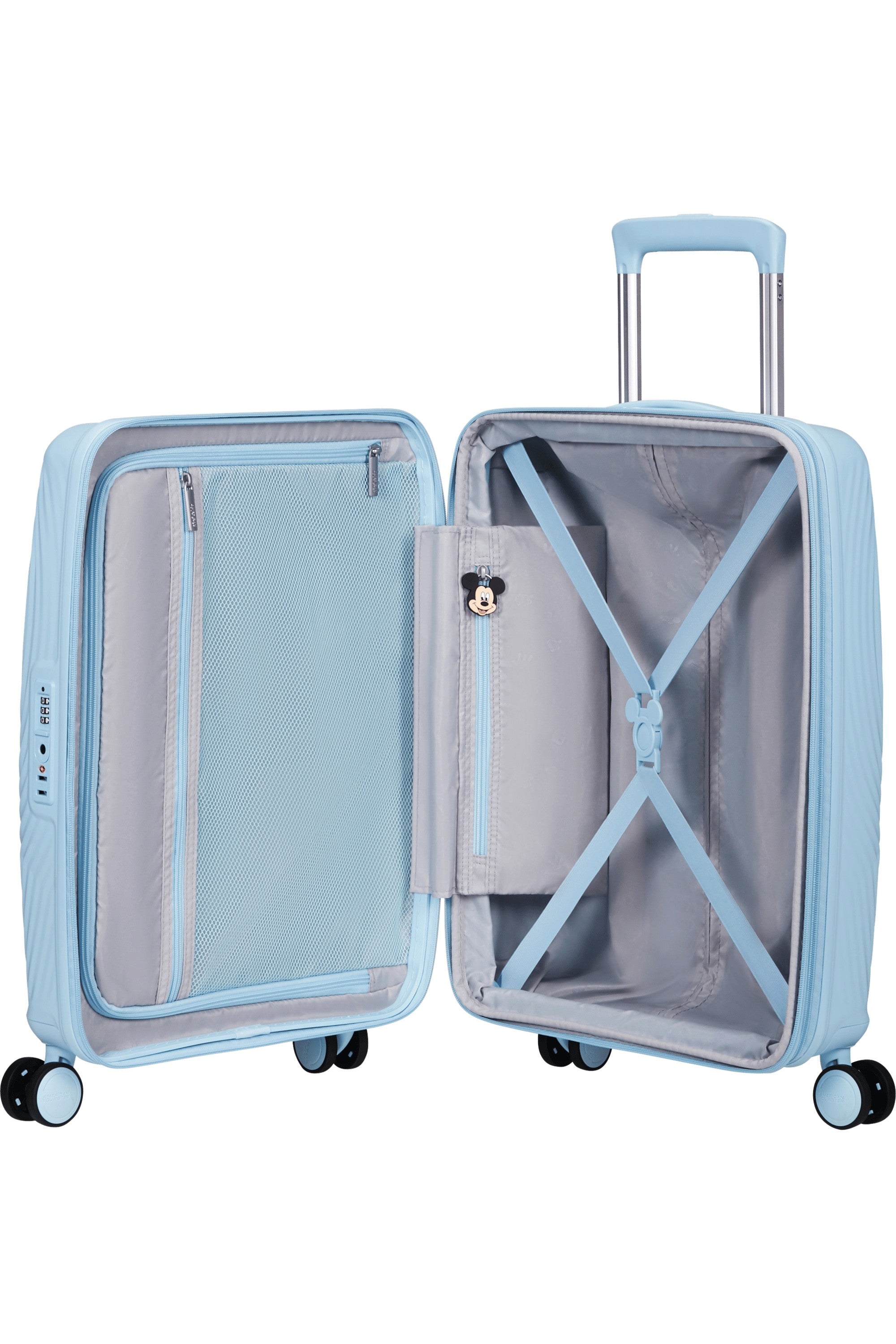 American Tourister trolley cabina espandibile in polipropilene "Mickey Magic" Blu 158710.A841 MICKEY PASTEL BLUE