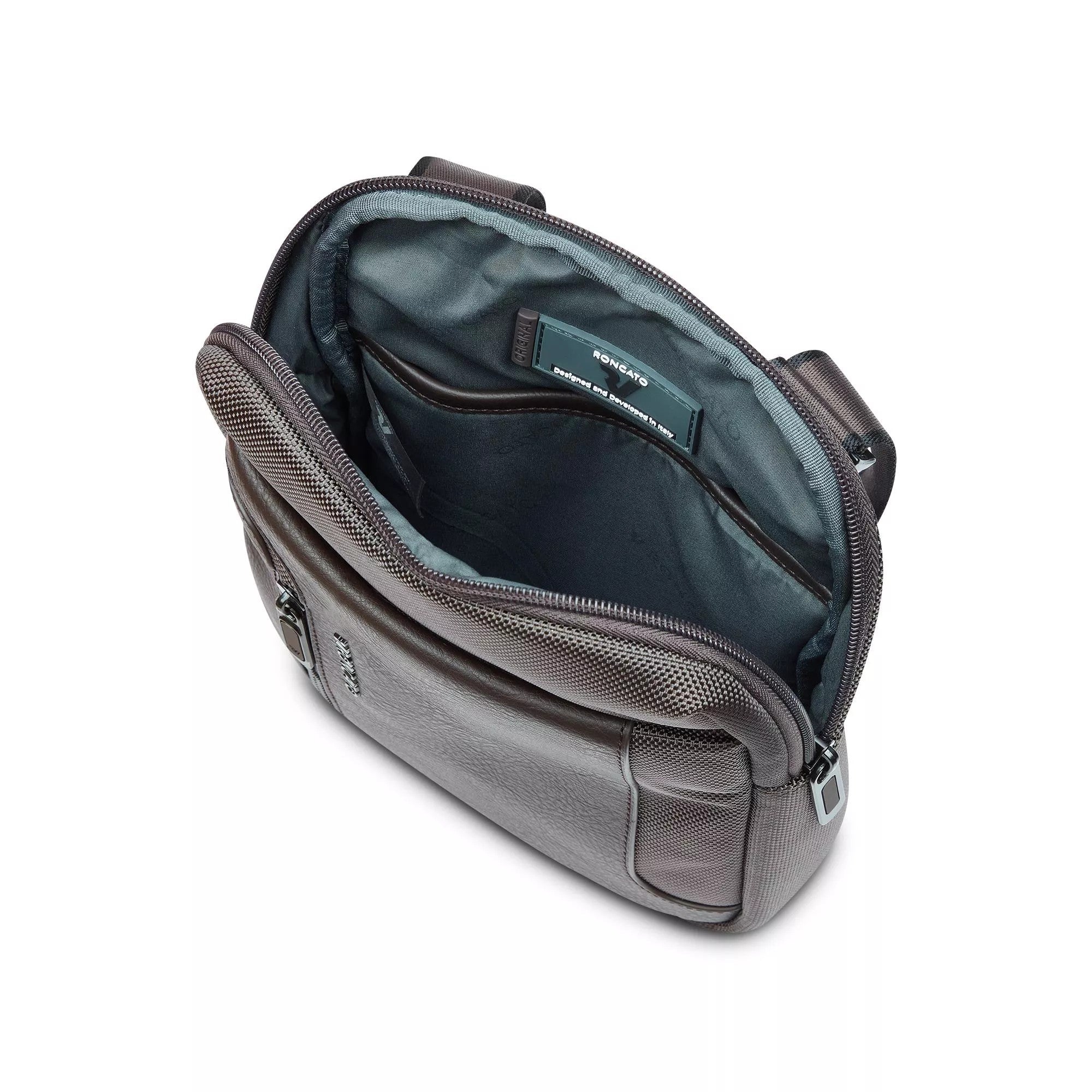 Roncato borsello in tessuto ed ecopelle "Panama 4 Marrone 400890.84 MOKA
