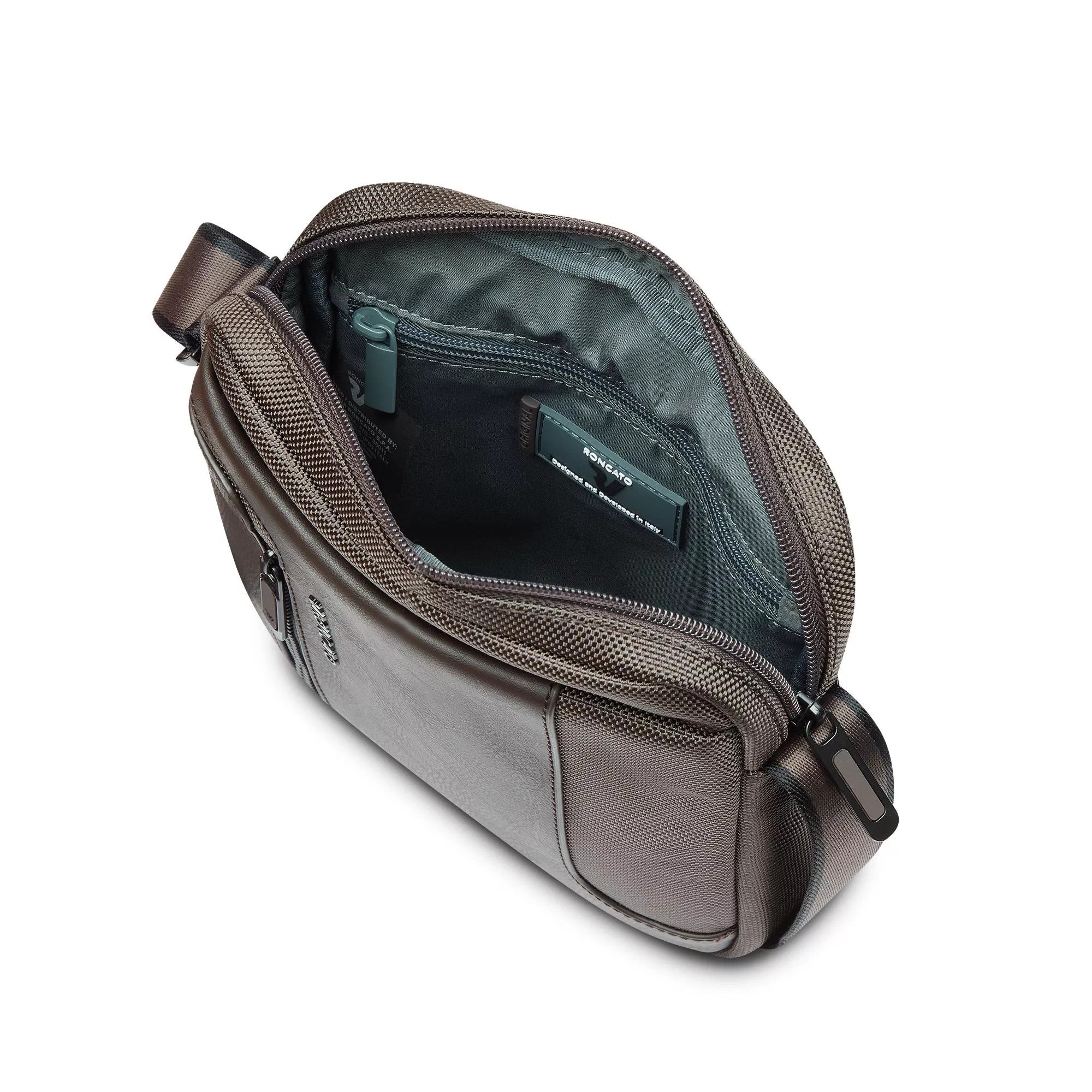 Roncato borsello in tessuto ed ecopelle "Panama 4 Marrone 400892.84 MOKA