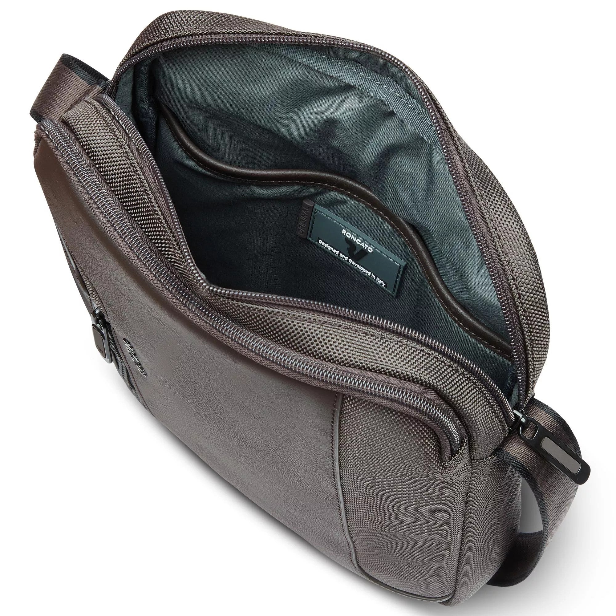 Roncato borsello in tessuto ed ecopelle "Panama 4 Marrone 400894.84 MOKA