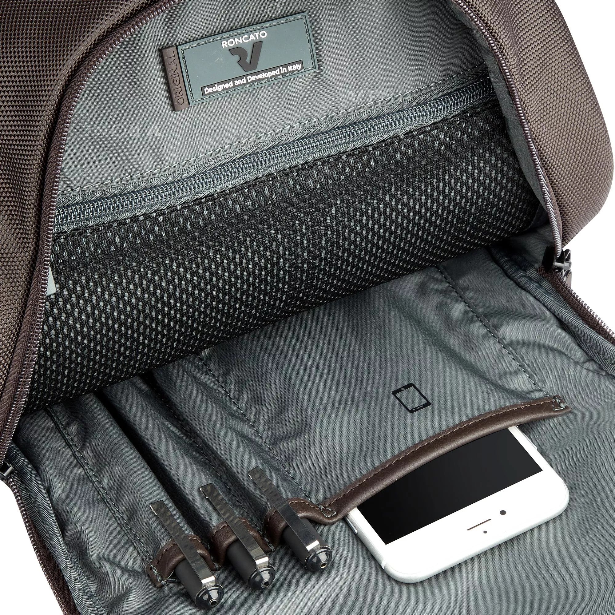 Roncato zaino in tessuto ed ecopelle "Panama 4 Marrone 400901.84 MOKA