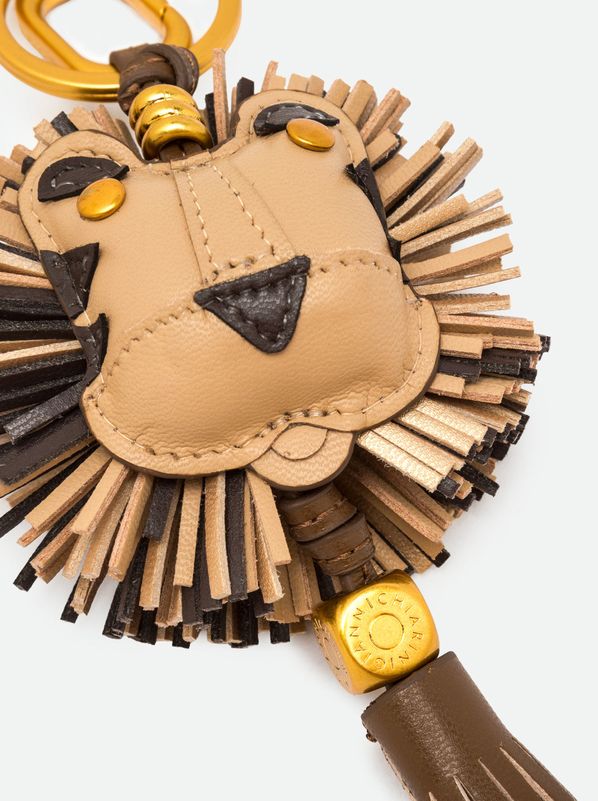 Gianni Chiarini portachiavi a ciondolo in pelle e metallo "Charm" Oro PC LEO07.14706