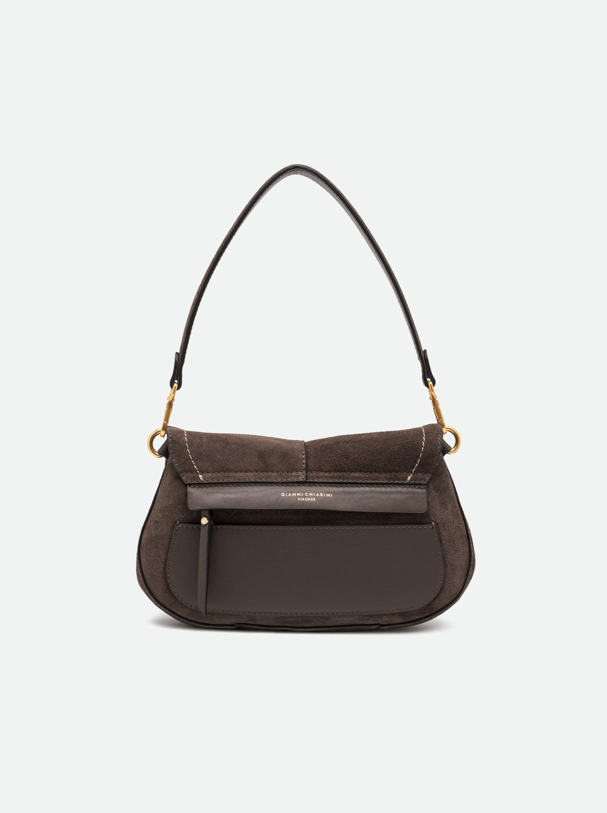 Gianni Chiarini borsa a spalla in camoscio "Helena Round" Marrone BS12618CM-PL.974 MOKA