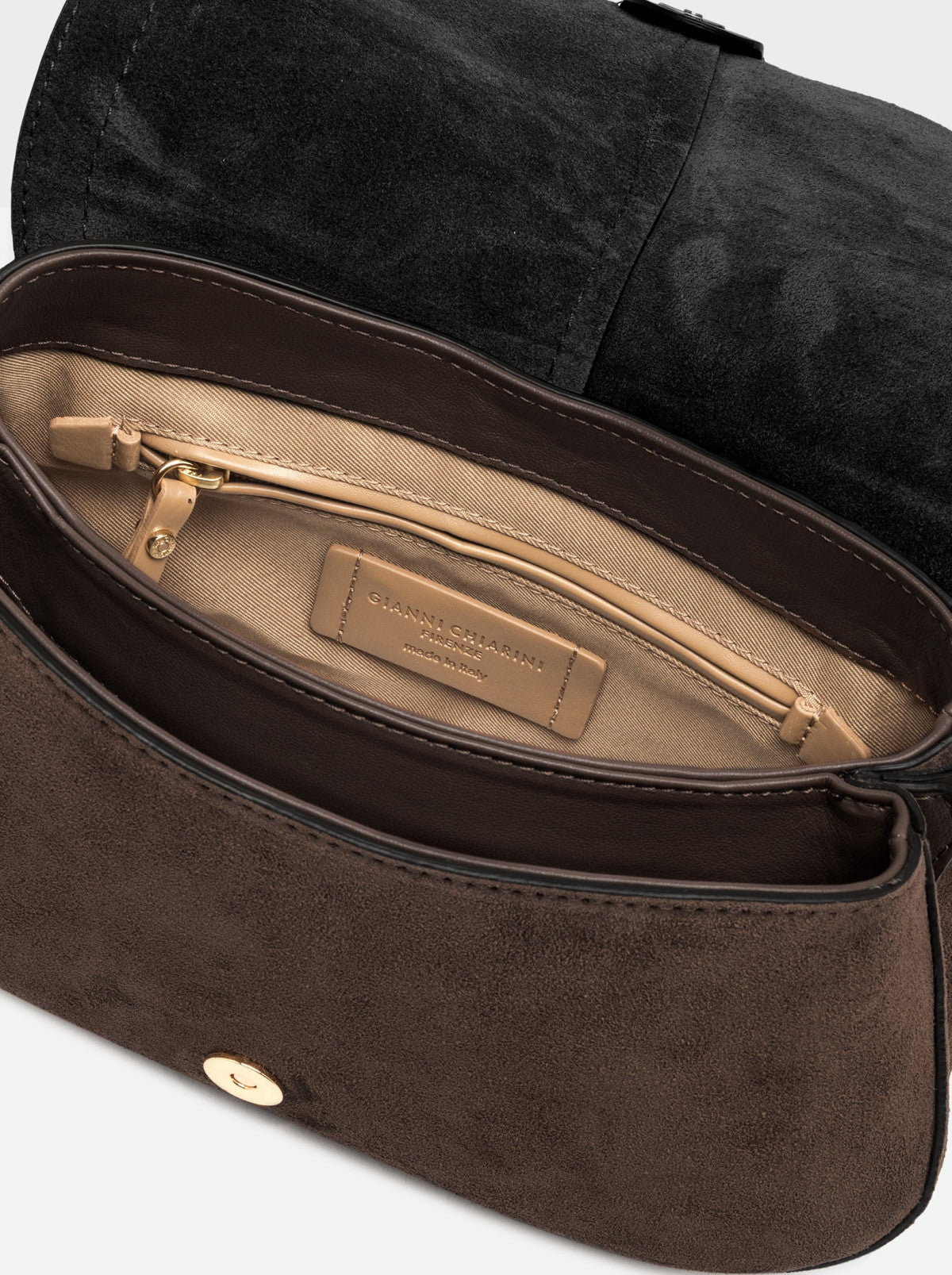 Gianni Chiarini borsa a spalla in camoscio "Helena Round" Marrone BS12618CM-PL.974 MOKA