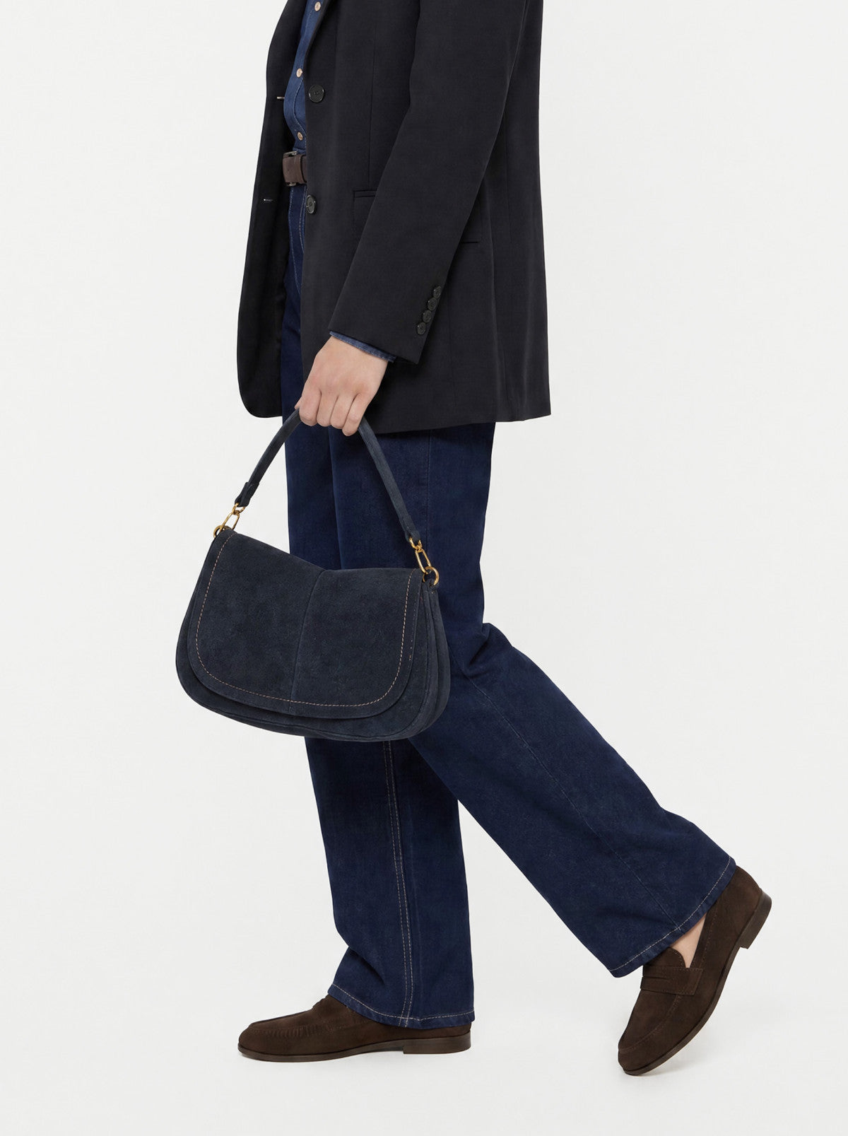 Gianni Chiarini borsa a spalla in camoscio "Helena Round" Blu BS12619CM-PL.14596 NOTTURNO