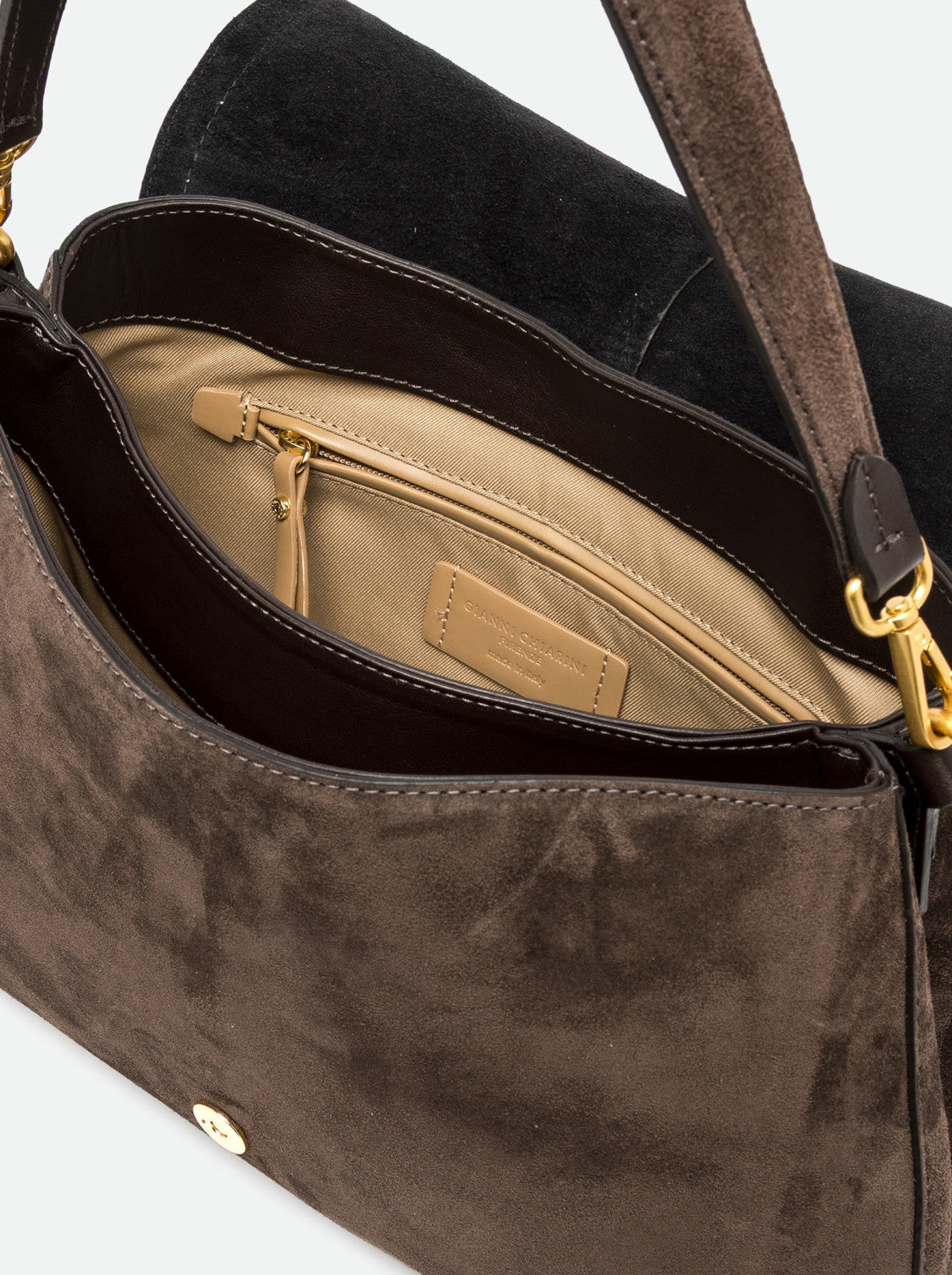 Gianni Chiarini borsa a spalla in camoscio "Helena Round" Marrone BS12619CM-PL.974 MOKA