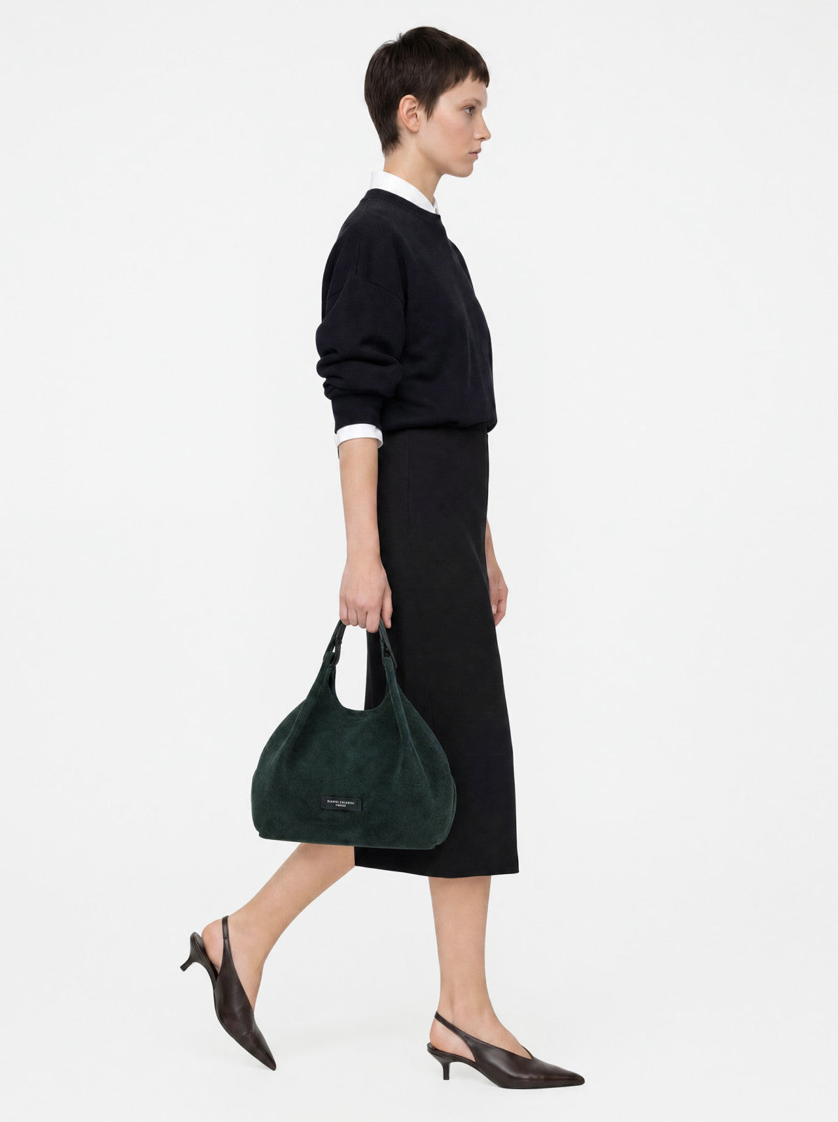 Gianni Chiarini borsa a mano in camoscio "Dua" Verde BS9799CM-PL.14603 VELVET GREEN