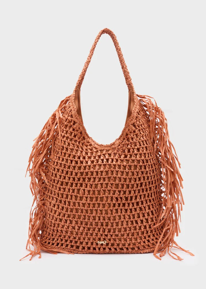 Nalì borsa a spalla in rafia "Antigua" Arancione QIBS0219.ARANCIO