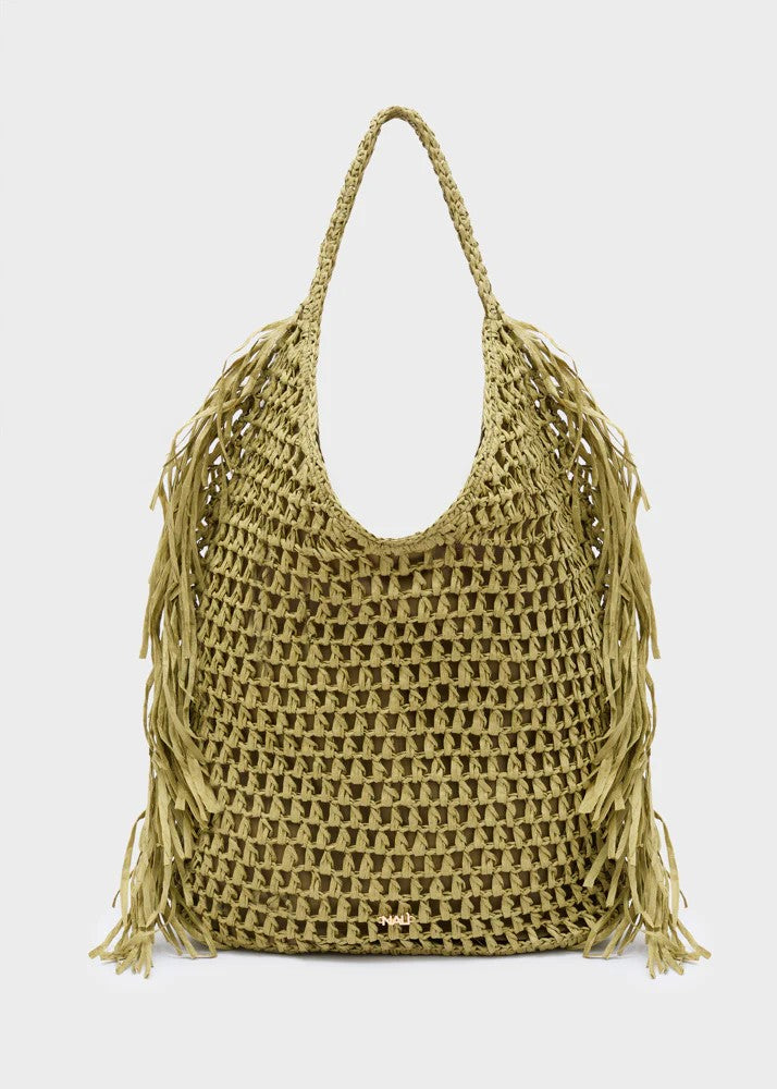 Nalì borsa a spalla in rafia "Antigua" Verde QIBS0219.VERDE