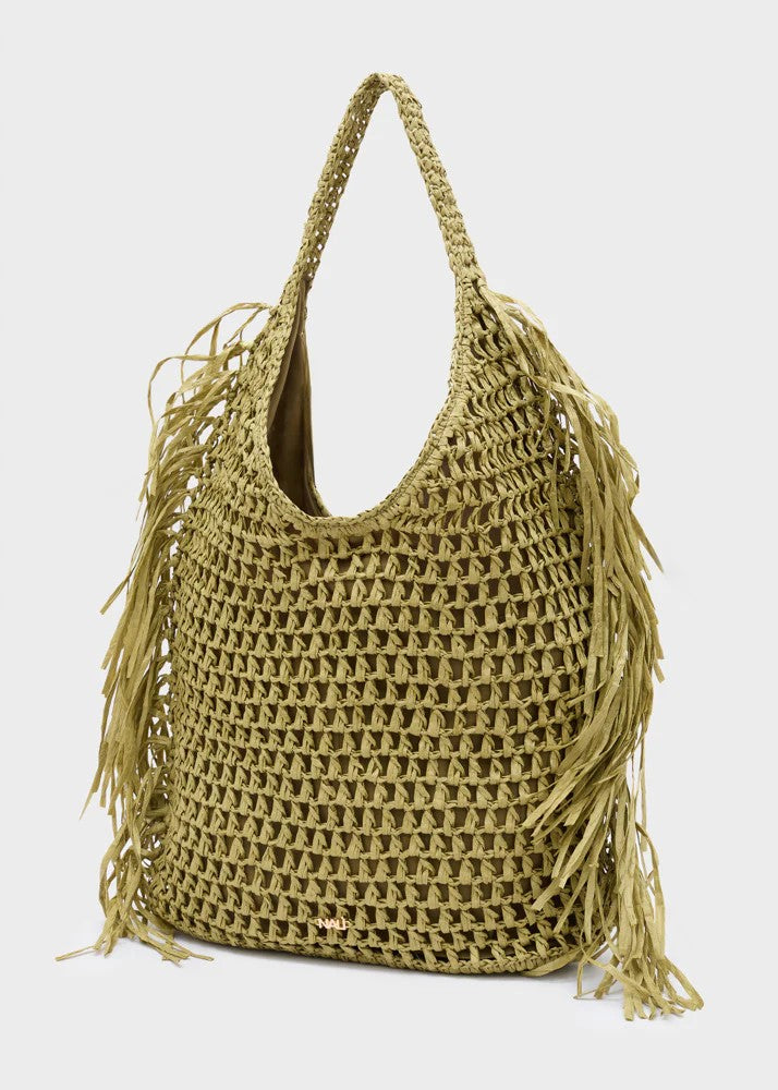 Nalì borsa a spalla in rafia "Antigua" Verde QIBS0219.VERDE