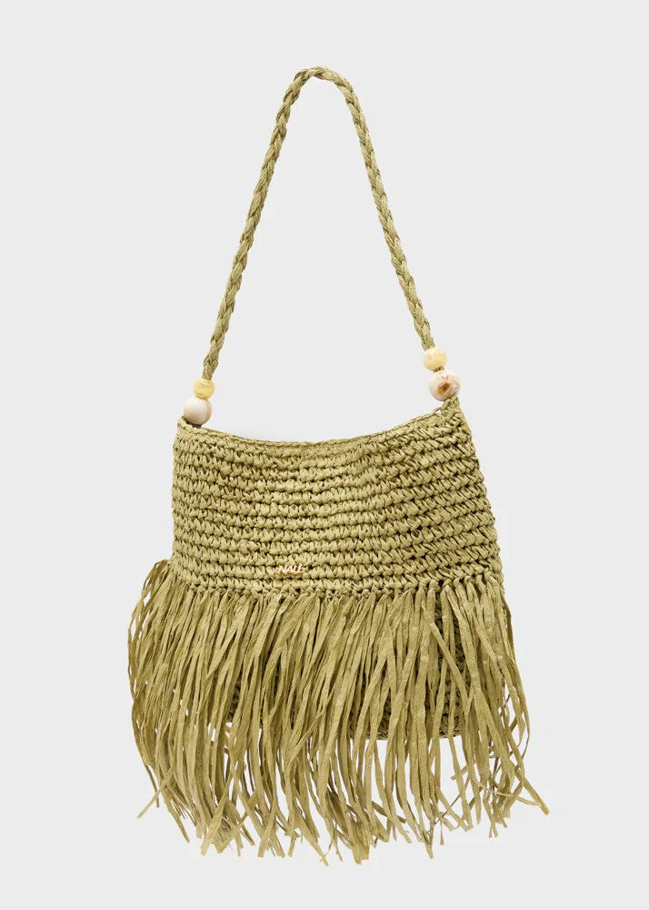 Nalì borsa a spalla in rafia "Antigua" Verde QIBS0222.VERDE