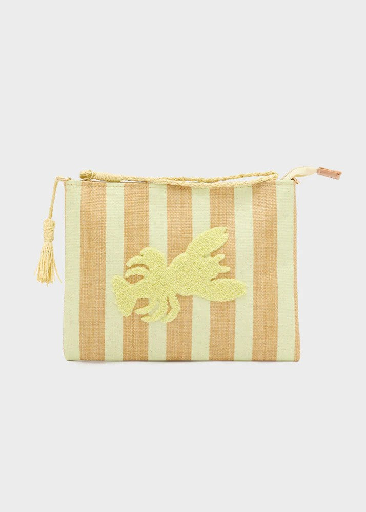 Nalì pochette in tessuto e rafia "Stripes" Giallo QIPC0168.GIALLO