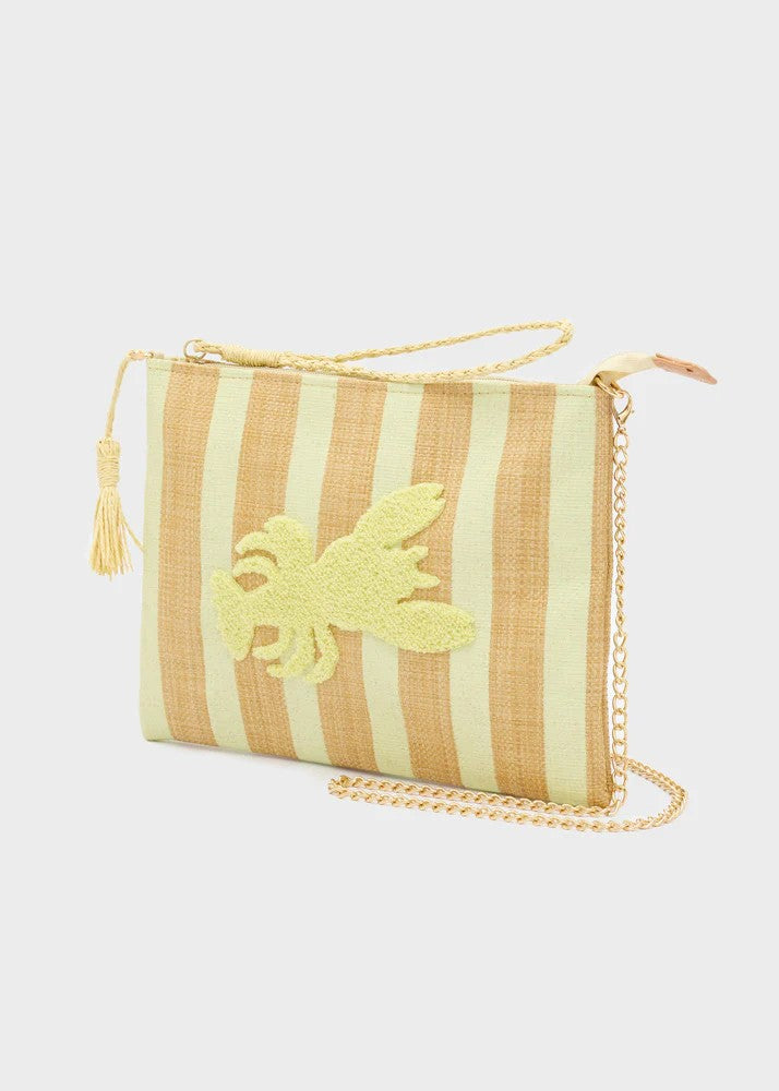 Nalì pochette in tessuto e rafia "Stripes" Giallo QIPC0168.GIALLO