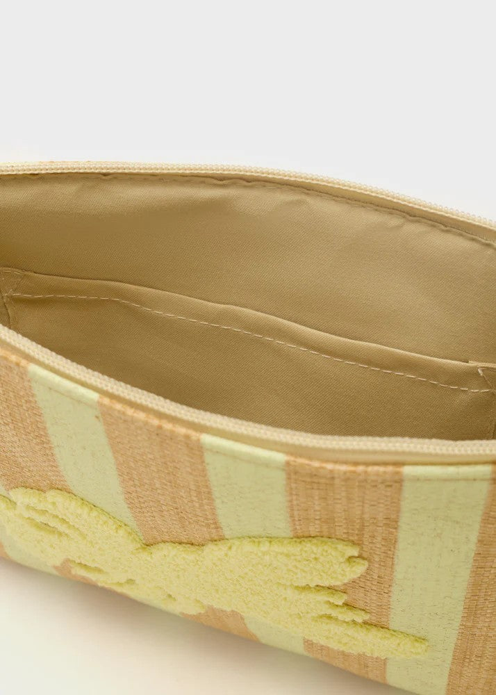 Nalì pochette in tessuto e rafia "Stripes" Giallo QIPC0168.GIALLO