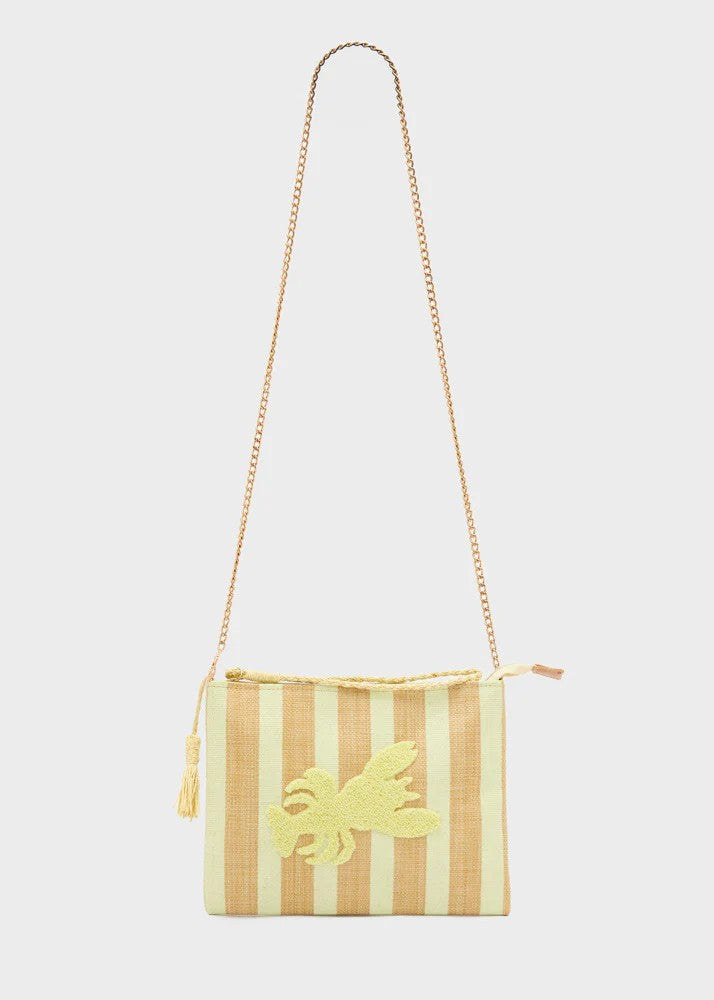 Nalì pochette in tessuto e rafia "Stripes" Giallo QIPC0168.GIALLO
