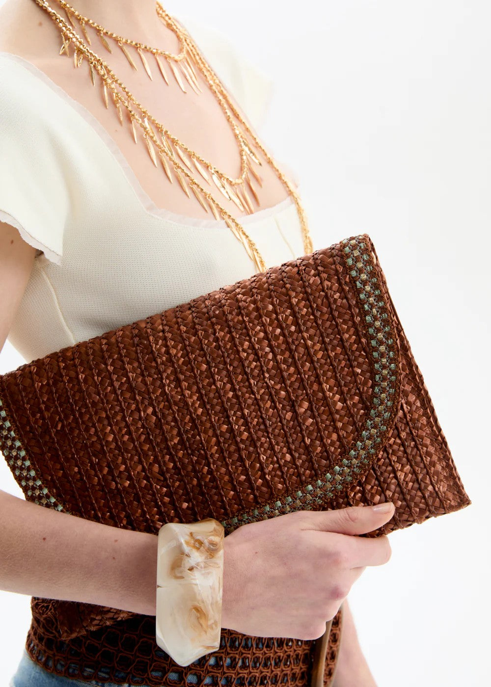 Nalì pochette in rafia "Sami" Marrone QIPC0173.MARRONE