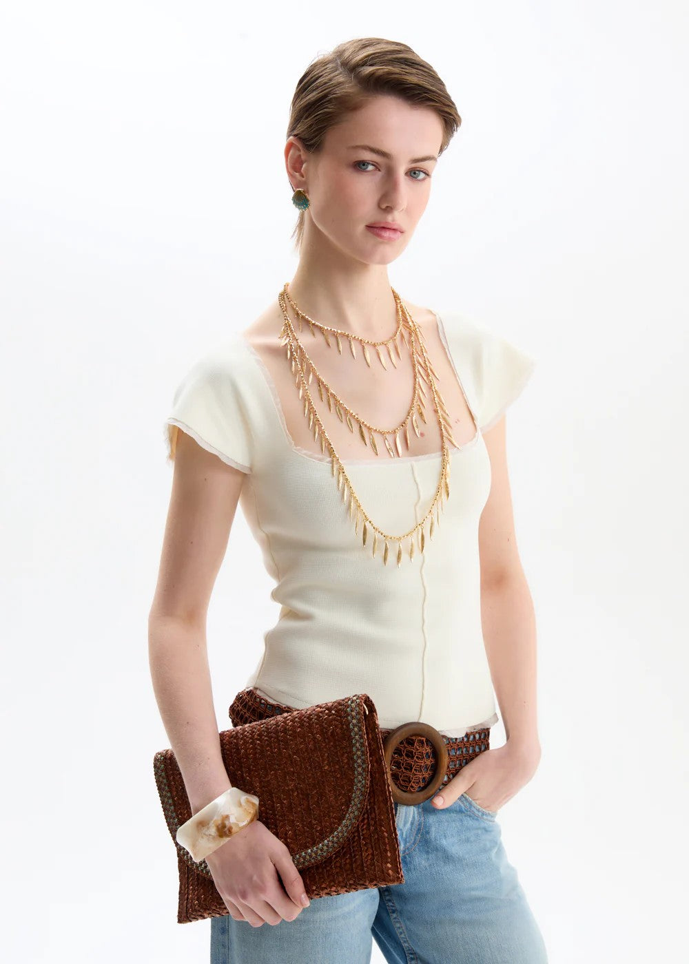 Nalì pochette in rafia "Sami" Marrone QIPC0173.MARRONE