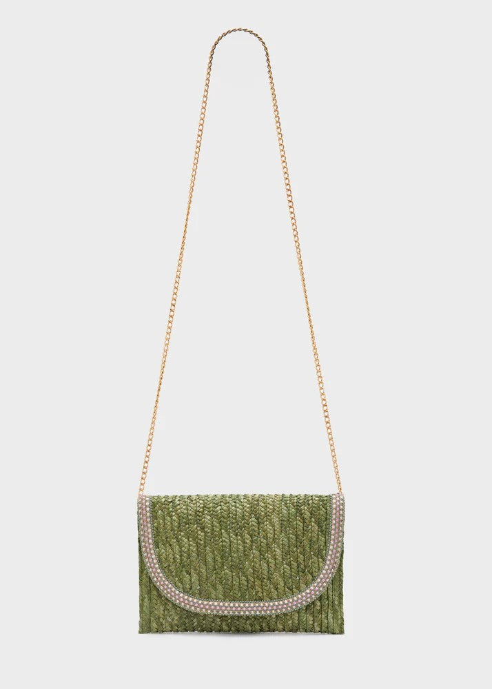 Nalì pochette in rafia "Sami" Verde QIPC0173.VERDE