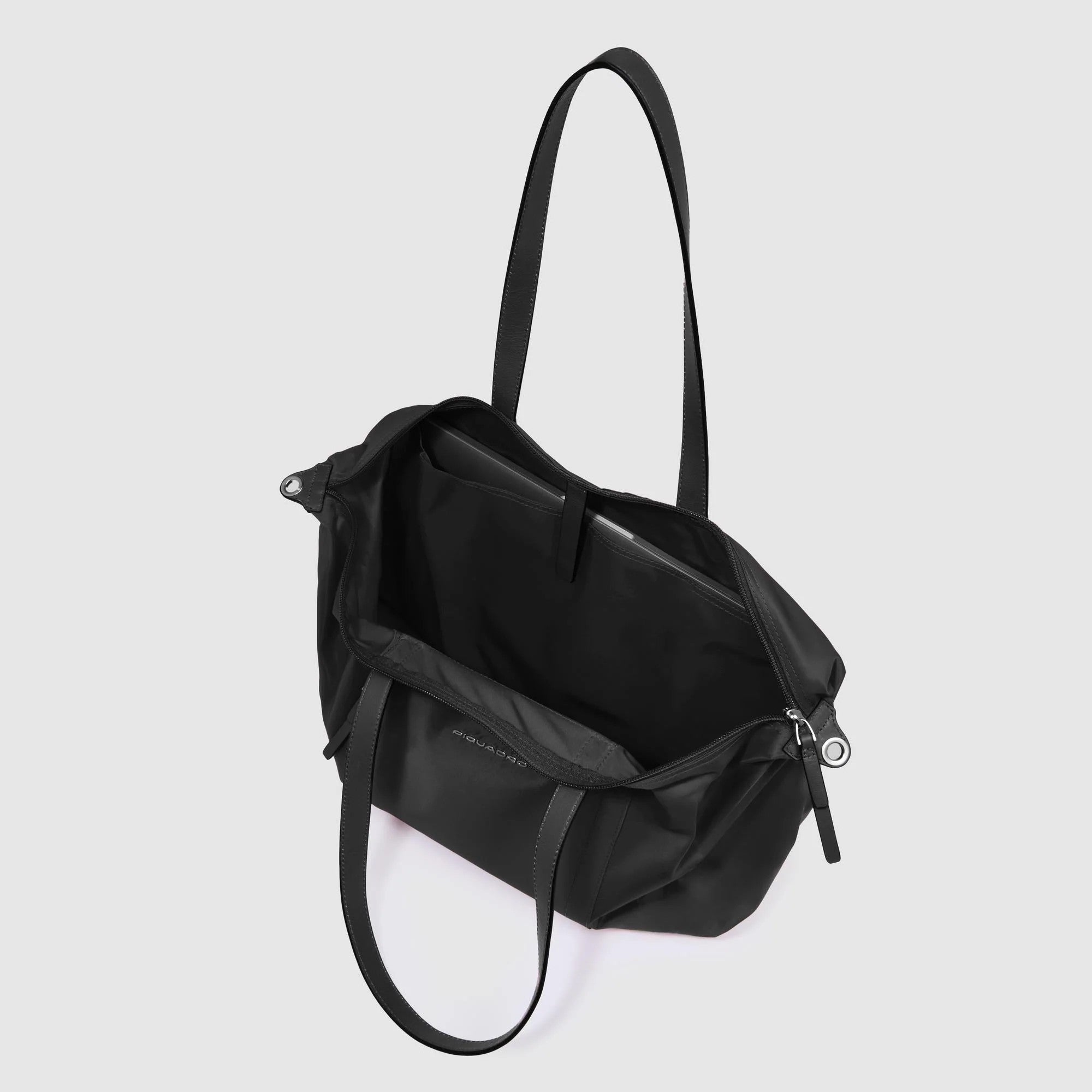 Piquadro borsa pieghevole in tessuto e pelle "Lyra" Nero BD6723W92T.N