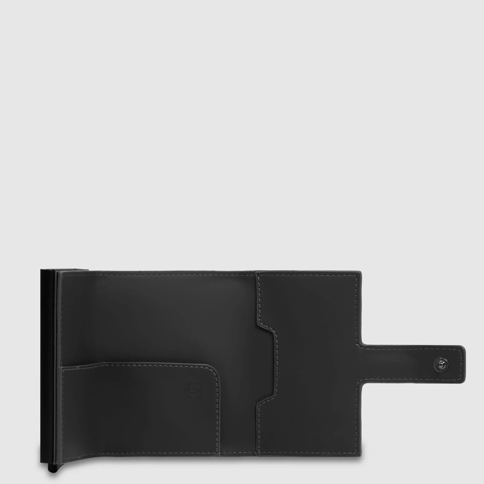 Piquadro portafogli compatto in metallo e pelle "Corner" Nero PP5649C2OWR.N