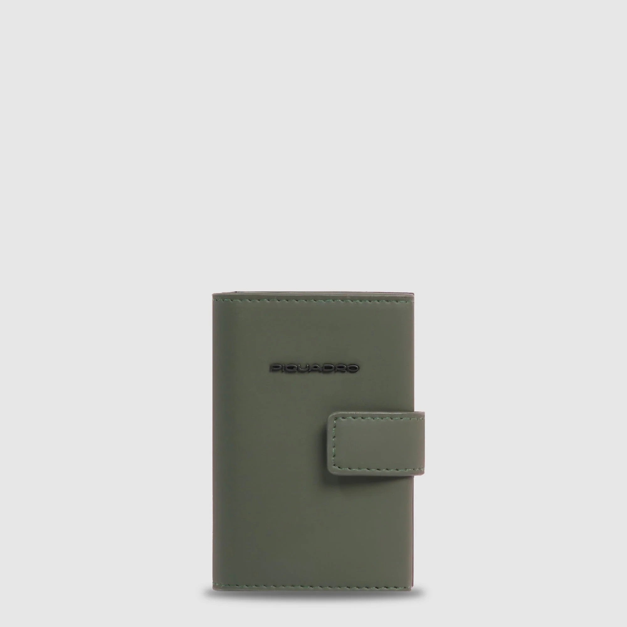 Piquadro portafogli compatto in metallo e pelle "Corner" Verde PP5649C2OWR.VE