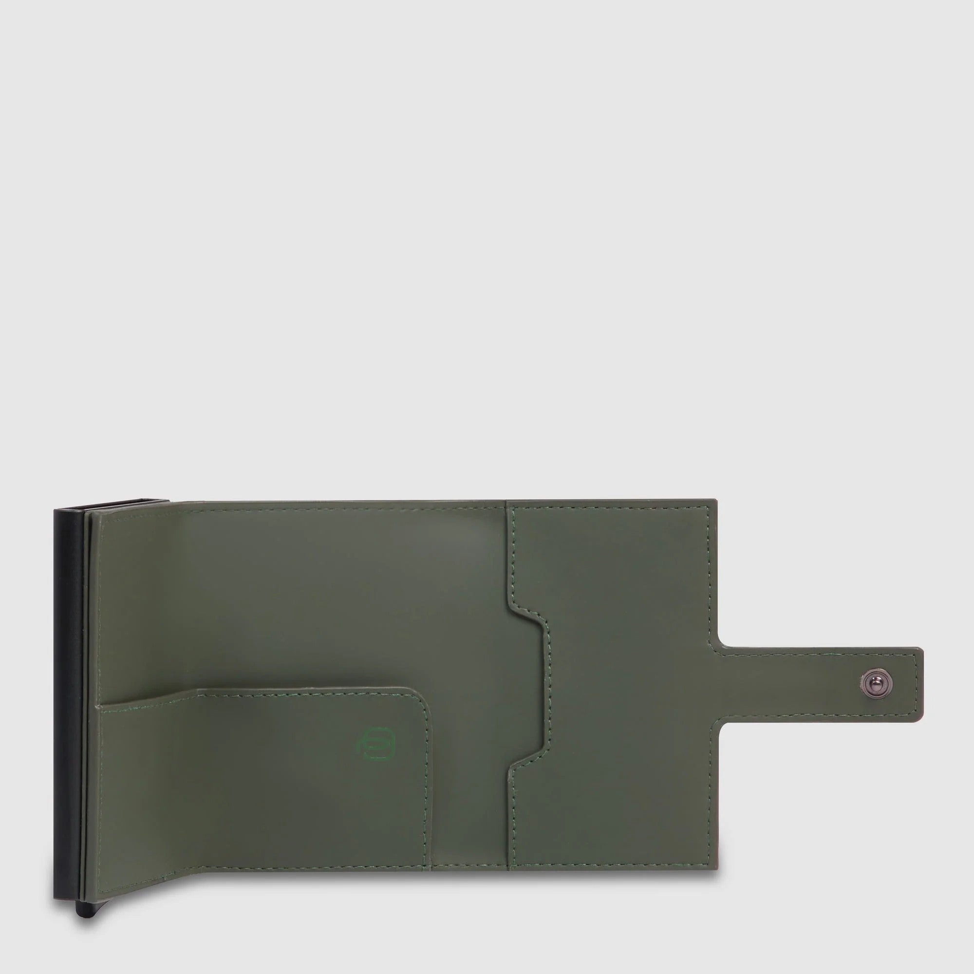 Piquadro portafogli compatto in metallo e pelle "Corner" Verde PP5649C2OWR.VE